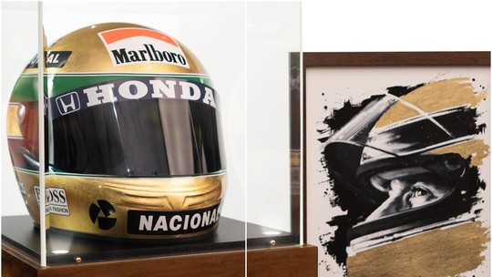 Ayrton Senna é homenageado com capacete folheado a ouro de R$ 34 mil