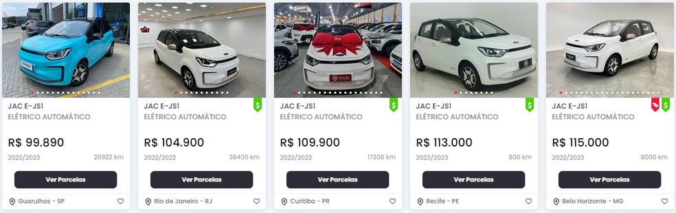JAC E-JS1 seminovo parte de R$ 99.890 na Webmotors — Foto: Reprodução/Webmotors