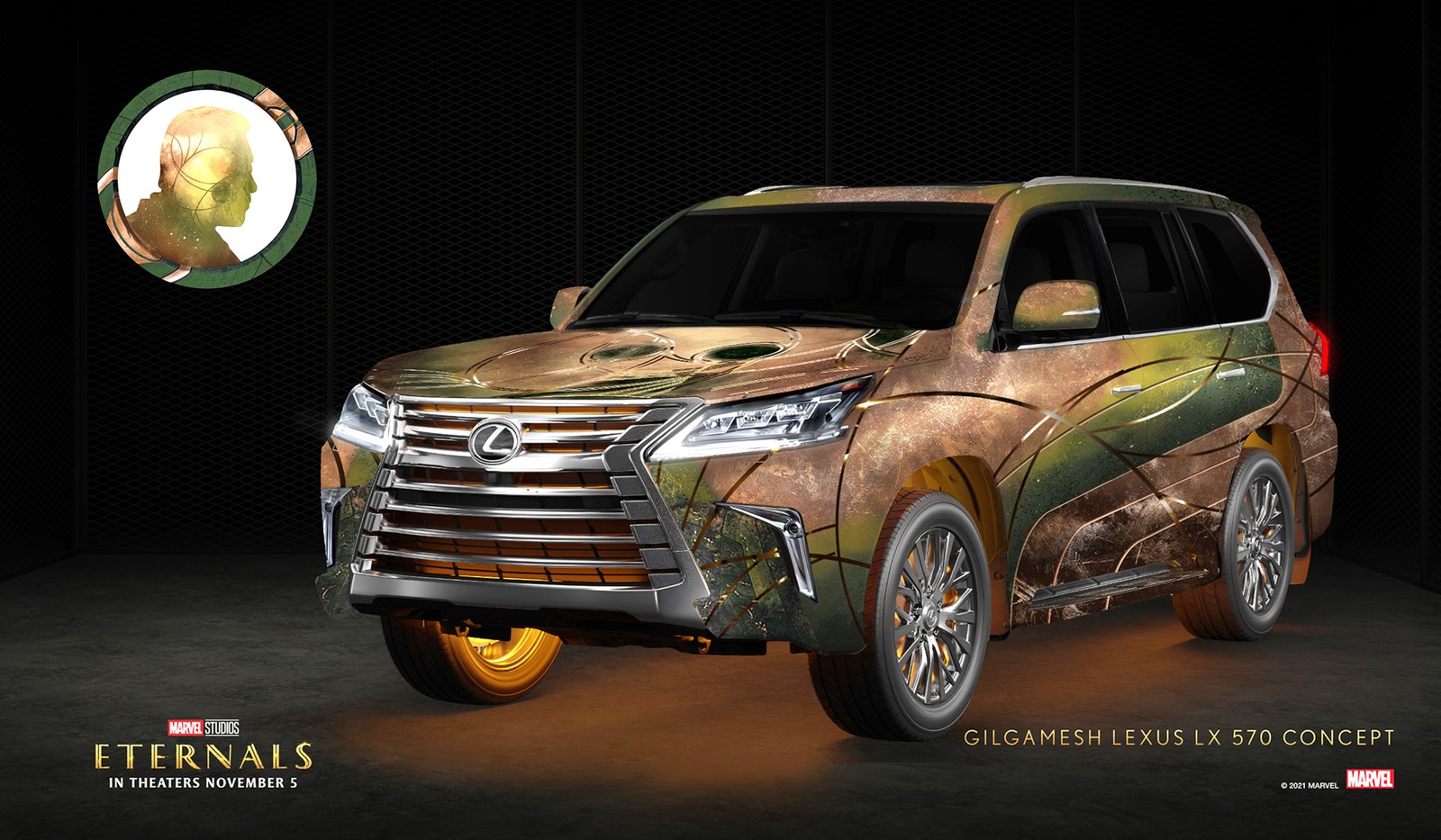 Eterno mais forte do grupo, Gilgamesh (Don Lee) é representado pelo maior SUV da Lexus, o LX — Foto: Divulgação
