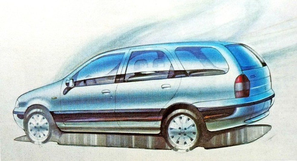 Outro sketch da época mostra como o design da perua melhorou ante as primeiras propostas (Foto: MIAU Museu da Imprensa Automotiva) — Foto: Auto Esporte