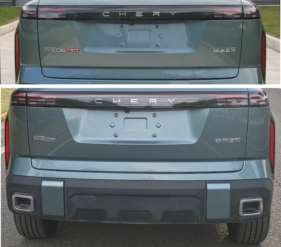 Chery Tiggo 7 Sport tem pequenos filetes de LED quadriculados nas lanternas da versão híbrida — Foto: Reprodução