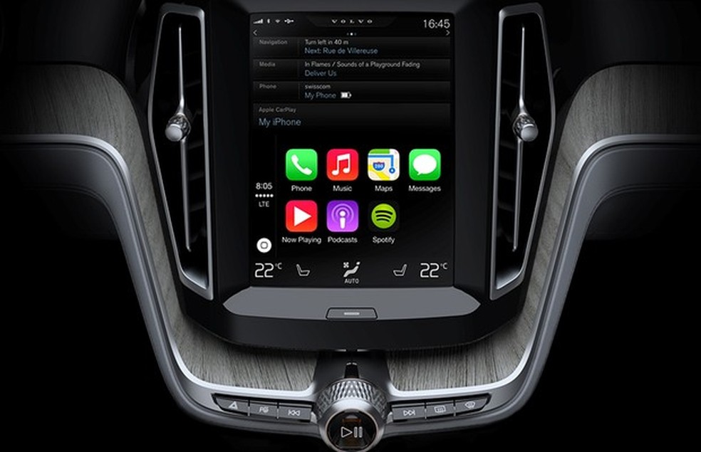 Tecnolgia CarPlay em carro da Volvo (Foto: Divulgação) — Foto: Auto Esporte