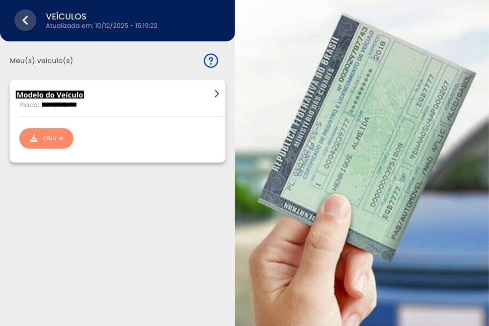Acesso ao CRLV-e pode ser feito no aplicativo CNH do Brasil  — Foto: Reprodução/App CNH do Brasil