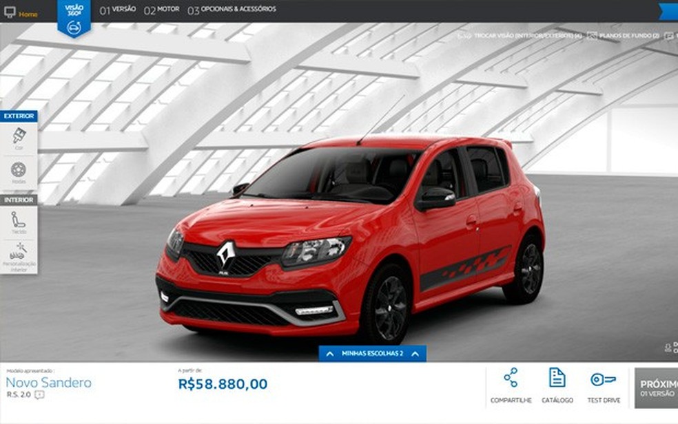 Renault Sandero RS já pode ser configurado no site da marca (Foto: Reprodução) — Foto: Auto Esporte