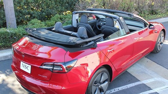 Empresa transforma o elétrico Tesla Model 3 em conversível