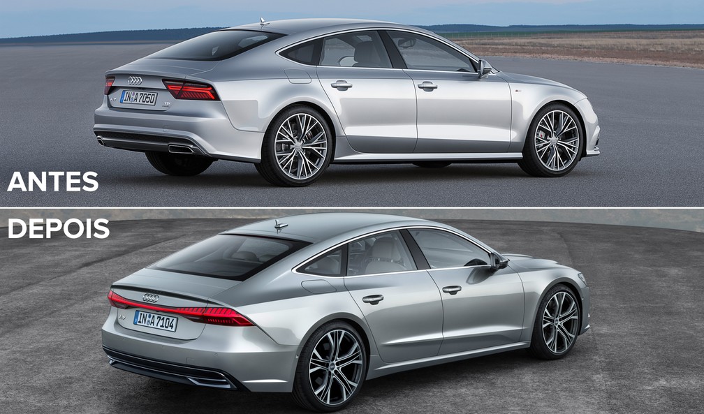 Comparação da geração anterior do Audi A7 com a atual — Foto: Divulgação