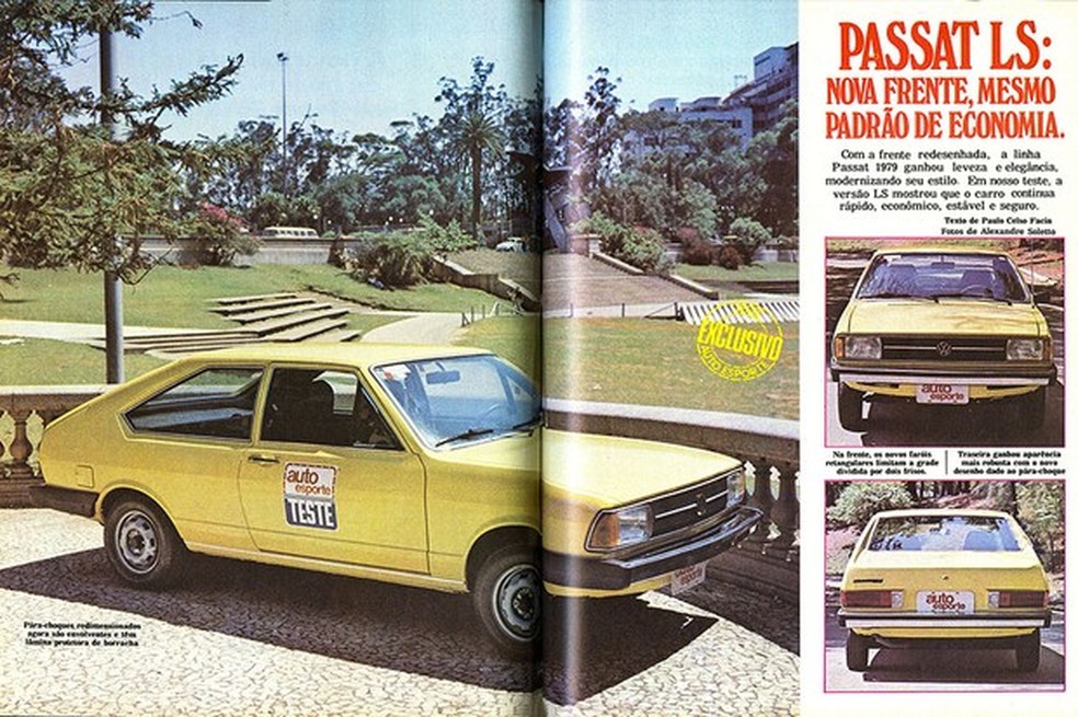 Reprodução das páginas de abertura da reportagem: Passat LS - Nova frente, mesmo padrão de economia (Foto: Alexandre Soletto / Auto News Brasil) — Foto: Auto Esporte