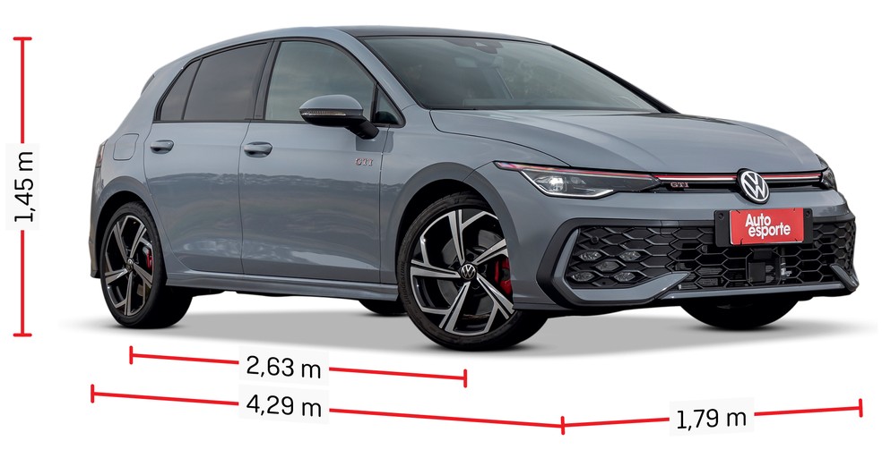 Volkswagen Golf GTI tem 2,63 metros de distância entre os eixos — Foto: Renato Durães/Auto News Brasil