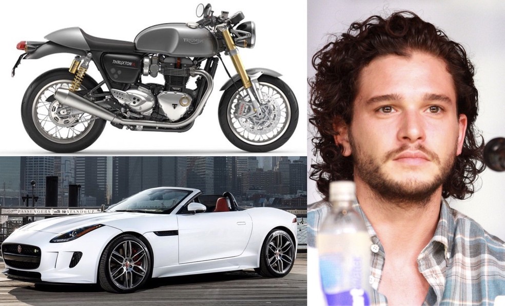 Kit Harington gosta de carros esportivos e motos com visual retrô (Foto: Montagem sobre divulgação) — Foto: Auto Esporte