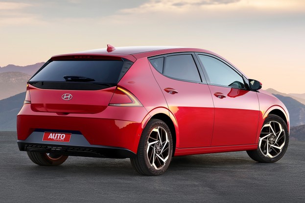 Projeção do Novo Hyundai HB20 2026 - traseira 3/4